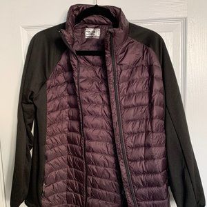 32 Degree Weatherproof Ultralight Down Zip Jacket S Eggplant/Black Zip Pockets